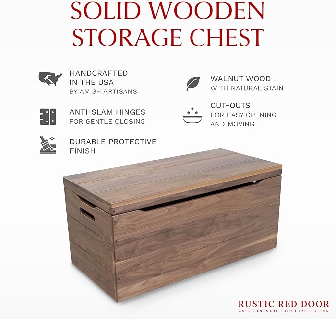 Amish Made Wooden Storage Chest Trunk Box - Image 2
