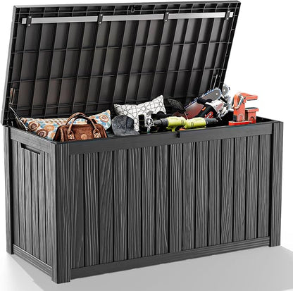 180 Gallon Large Deck Box, Resin Outdoor Storage Box by OutdoorLivingPerfected