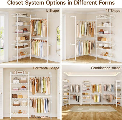 L2 Wall Mounted Closet System, Industrial Pipe Clothing Rack Clothes Racks - Image 5