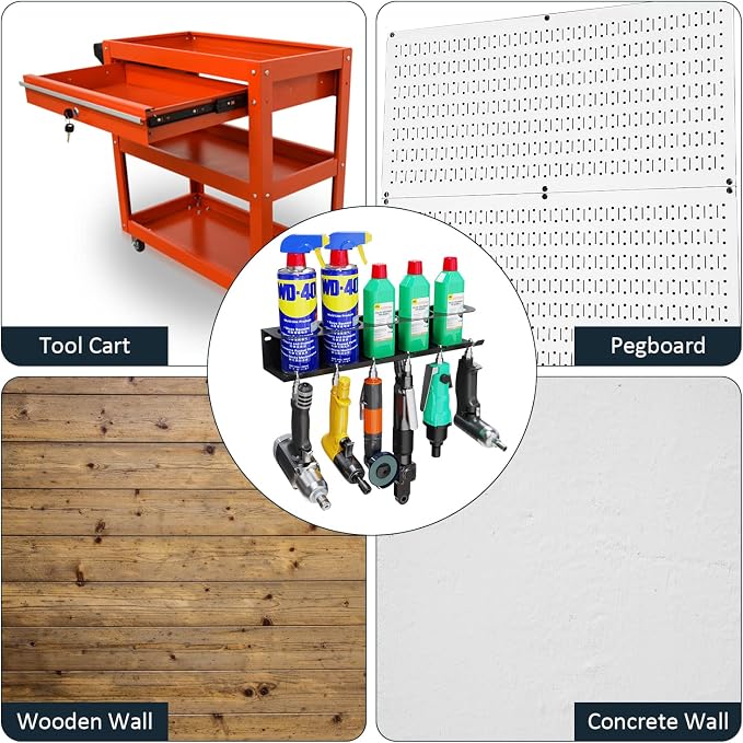 UNITEDPOWER Pneumatic Tool Holder/Aerosol Rack Combo, Wall Mounted Spray Can - Image 6
