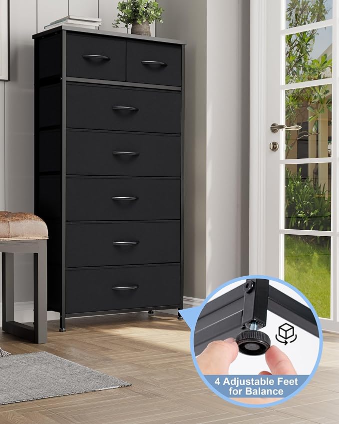 Fabric Dresser with 7 Drawers, Vertical Storage Tower - Image 7