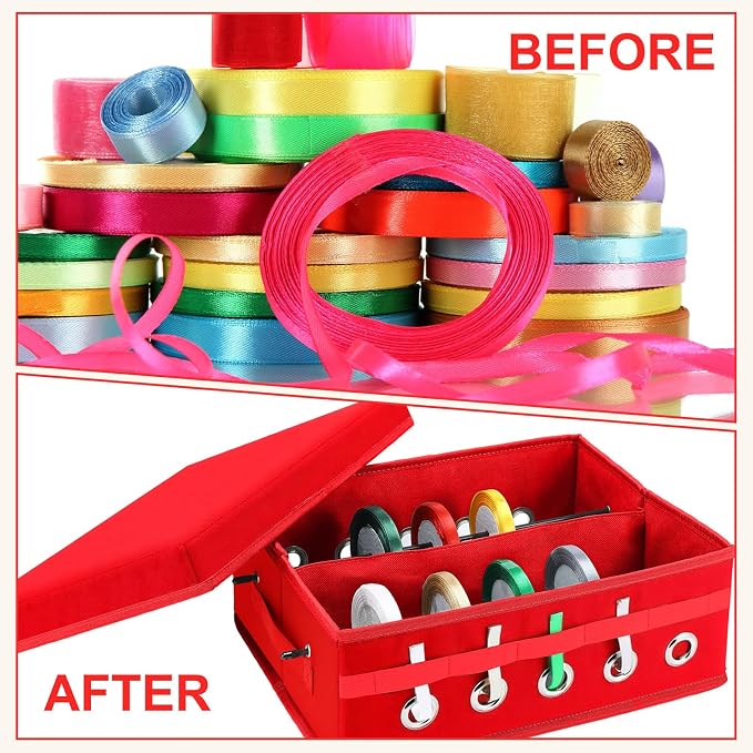 Cinnvoice 2 Pack Christmas Ribbon Organizer Container Box - Image 4