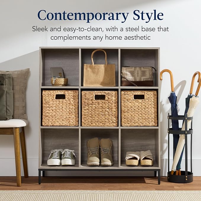 Best Choice Products 9-Cube Bookshelf, 3-Tier Wood Storage Bookcase W/Legs - Image 3