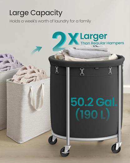 SONGMICS Laundry Basket, Rolling Steel Frame - Image 3