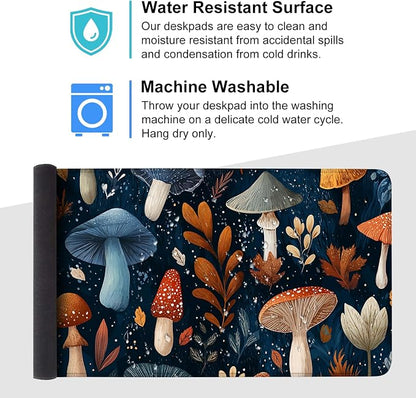 Mushroom Forest Mouse Pad – Large Extended Desk Mat 35.43 x 15.75 in – Autumn - Image 4