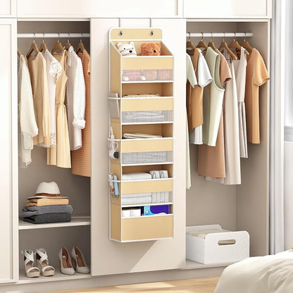 1 Pack 5-Tier Over the Door Organizer, Heavy-Duty Large Deep Pocket Hanging - Image 3