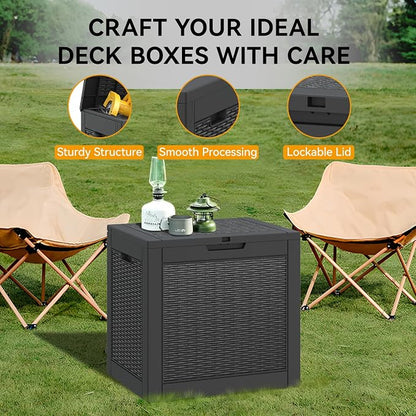 KAMABOKO 31 Gallon Outdoor Storage Box 2 Pack All-Weather Deck Box - Image 4