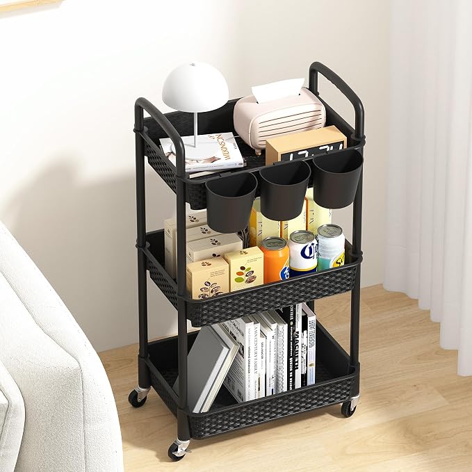 MOYIPIN 3-Tier Plastic Rolling Utility Cart - Image 3