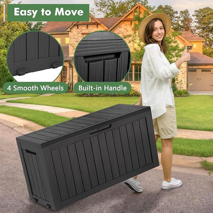 72 Gallon Deck Box Lockable Resin Outdoor Storage Box waterproof Outdoor - Image 3