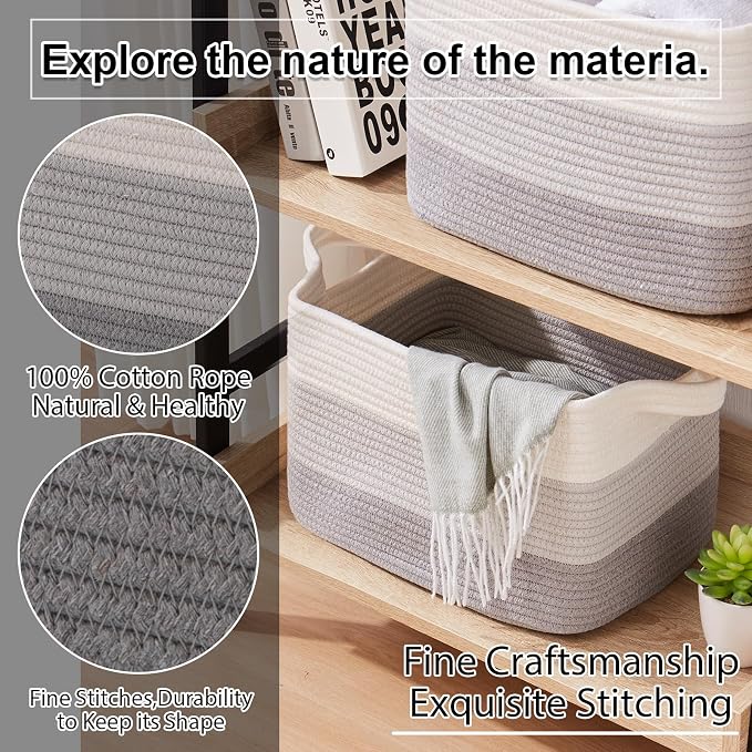 OIAHOMY Woven Storage Basket, Cotton Rope Baskets - Image 5