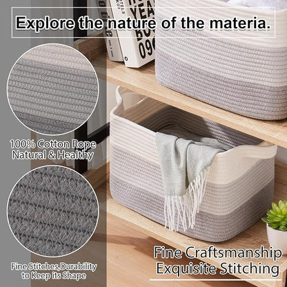 OIAHOMY Woven Storage Basket, Cotton Rope Baskets - Image 5