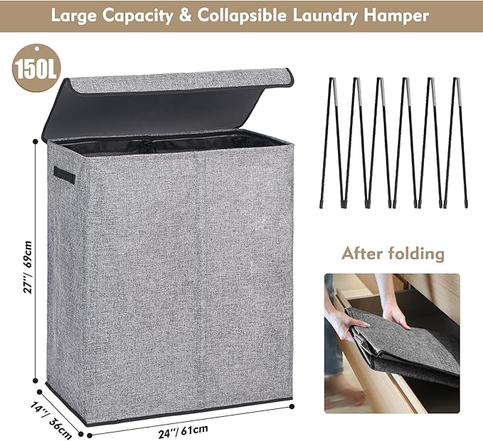 DOKEHOM 150L Double Laundry Basket - Image 3