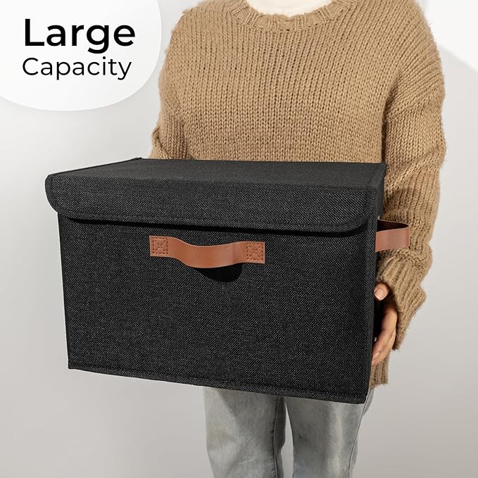 GRANNY SAYS Storage Bins with Lids, Decorative Storage Boxes with PU Handles - Image 6