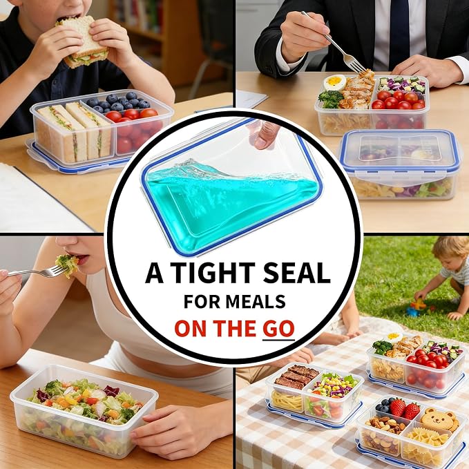 KIGI Lunch Container Set with Small Containers, 3 Compartment Food Storage - Image 3