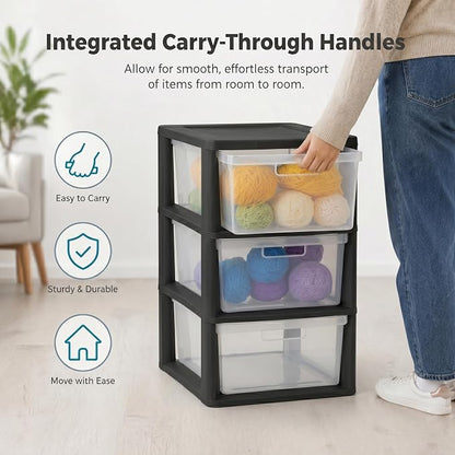 3-Drawer Plastic Storage Organizer Tower, Tool-Free Assembly, 25.25" H - Image 6