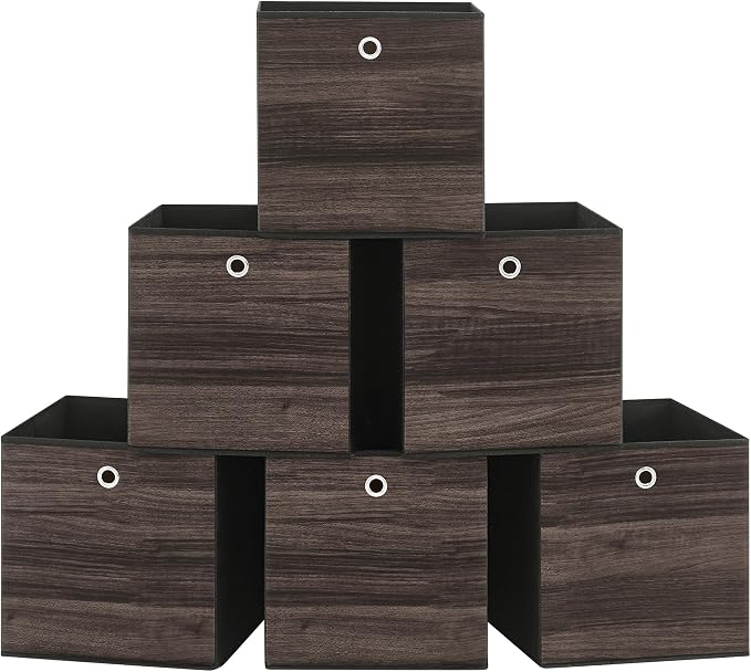 SONGMICS Storage Cubes, Foldable Fabric Storage Bins, Chestnut Brown, URFB133K01 by Unknown