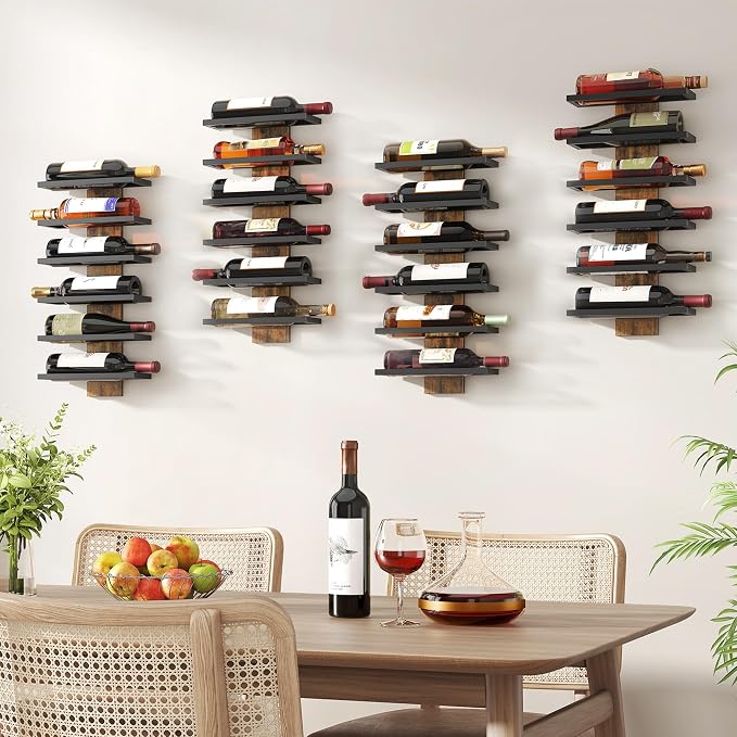Hoctieon 3-Set 6 Tier Wall Mount Wine Rack, Wall Mounted Wine Bottle Racks - Image 2