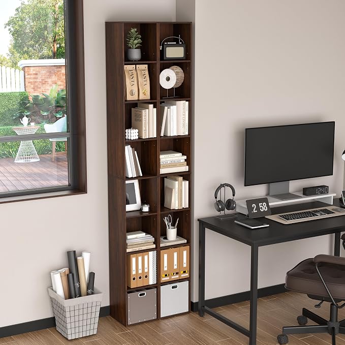 8-Cube Storage Organizer Bookcase, Tall Narrow Bookshelf - Image 4
