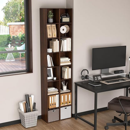 8-Cube Storage Organizer Bookcase, Tall Narrow Bookshelf - Image 4