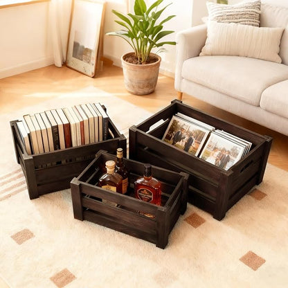 Rustic Wooden Storage Crates Set of 3 - Image 6