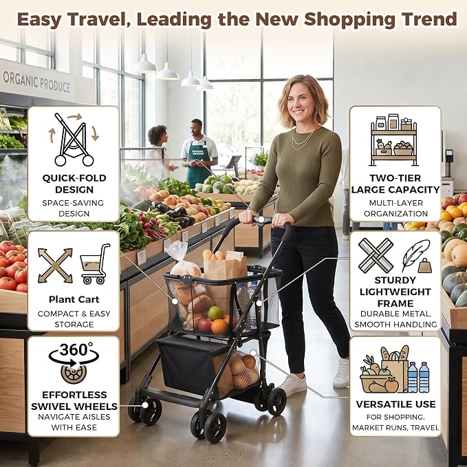Super Deal Folding Shopping Cart - Image 3
