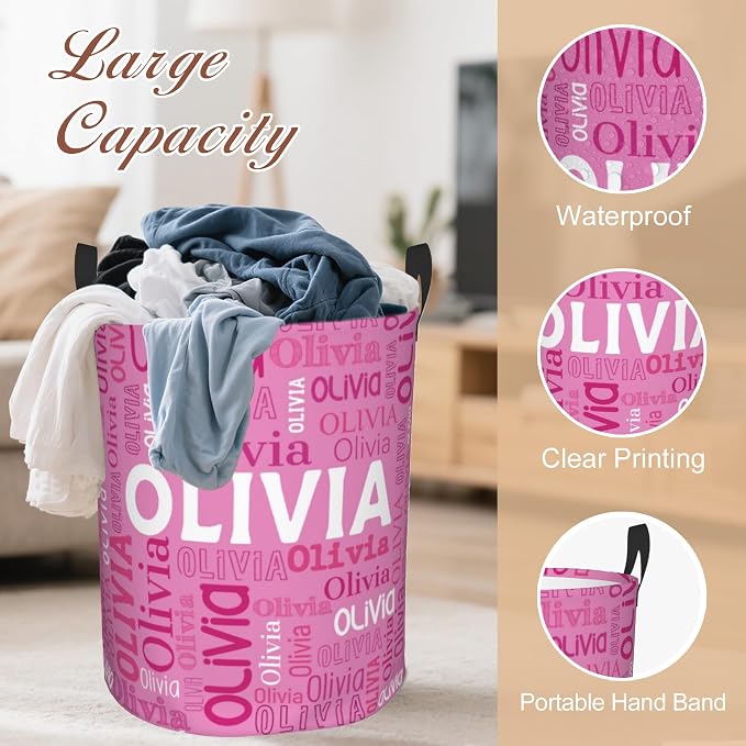 Custom Name Laundry Hamper, Personalized Laundry Basket - Image 4