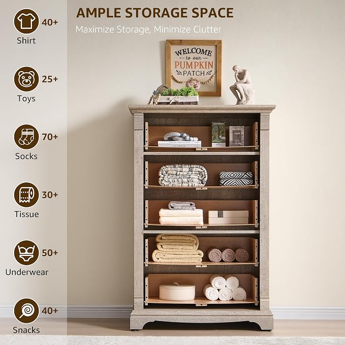 T4TREAM Farmhouse 5 Drawers Dresser - Image 4
