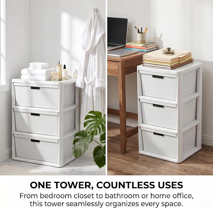 Plastic 3 Drawer Storage Tower Organizer - Image 4