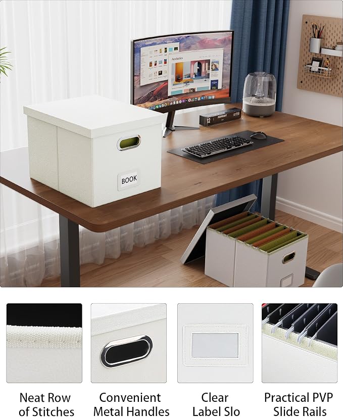 File Organizer Box with Lid, Portable Hanging File Box - Image 5