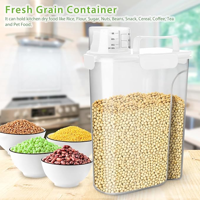 Rice Storage Container, 5 to 10lb Dry Food Airtight Dispenser, Pet Dog Cat Food - Image 7
