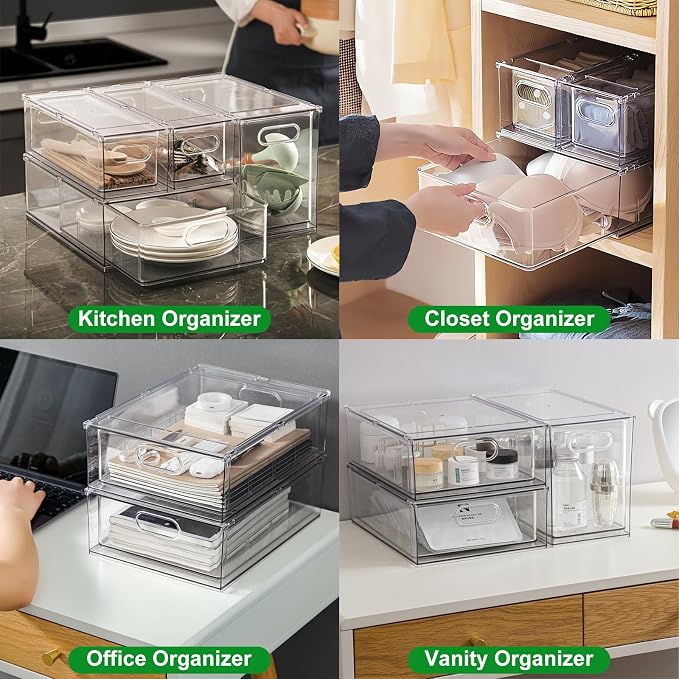 Taiuloo 3 Pack Stackable Refrigerator Organizer Bins - Image 5