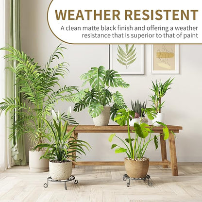 PROWORX 2 Pack 10” Diameter Metal Outdoor Plant Stand Indoor, Round Anti-Rust - Image 2