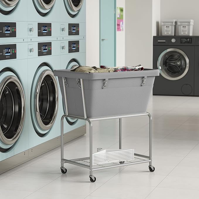 ELYKEN Laundry Cart with Wheels, Rolling Laundry Hamper with Removable Bag and - Image 9