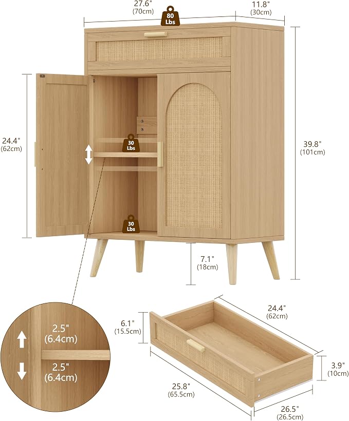 Keehusux Rattan Storage Cabinet - Image 2