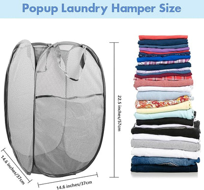 DUCOO Pop Up Laundry Hamper, 70L Collapsible Mesh Laundry Basket - Image 2