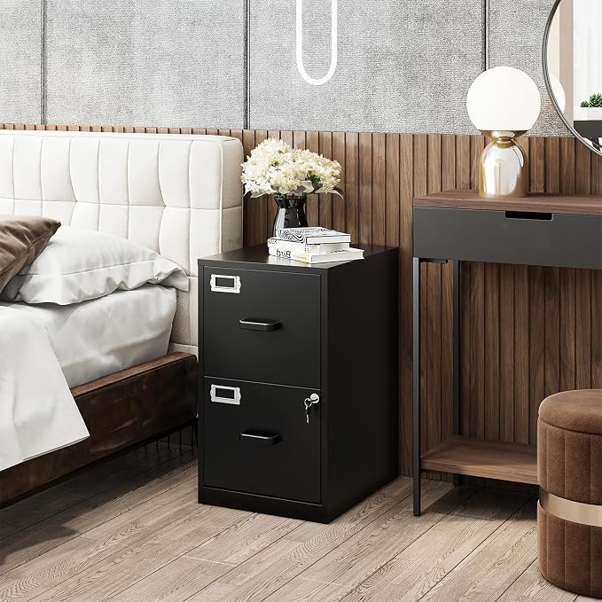 2 Drawers File Cabinet Metal Vertical Filing Cabinets Metal Lockable Storage - Image 7