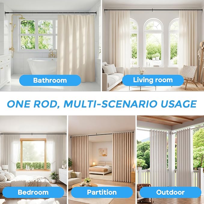 AIZESI 41-144 Inch Heavy Duty Tension Curtain Rod - Image 4