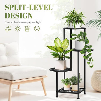 4 Tier Plant Stand Indoor Outdoor, Metal Flower Shelf Display Holder - Image 3