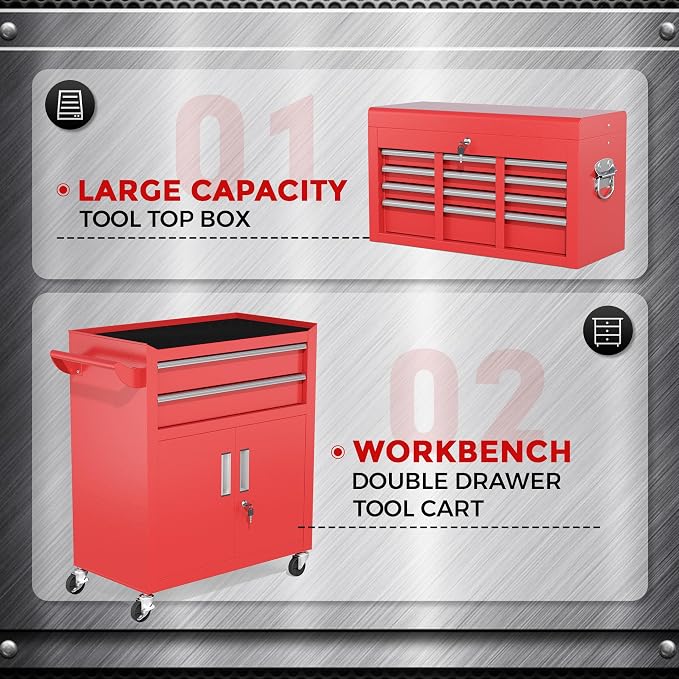 INTERGREAT 8 Rolling Drawers Tool Chest, Assembled Tool Chest - Image 7