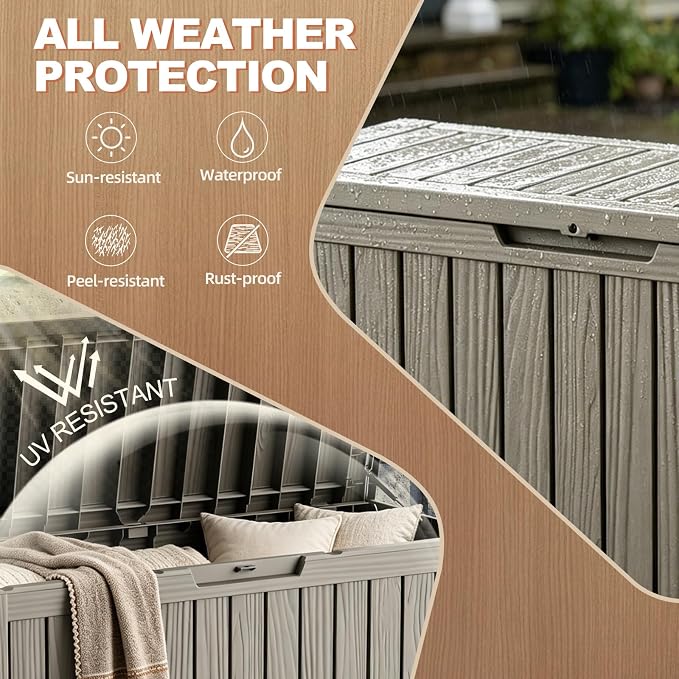 EFU Outdoor Storage Box 140 Gallon Deck Box Lockable UV Resistance Waterproof - Image 2