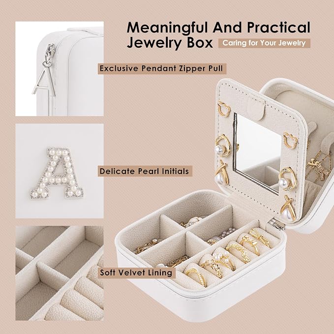 Birthday Gifts for Women, Initial Jewelry Box and Case for Travel, Girlfriend - Image 3