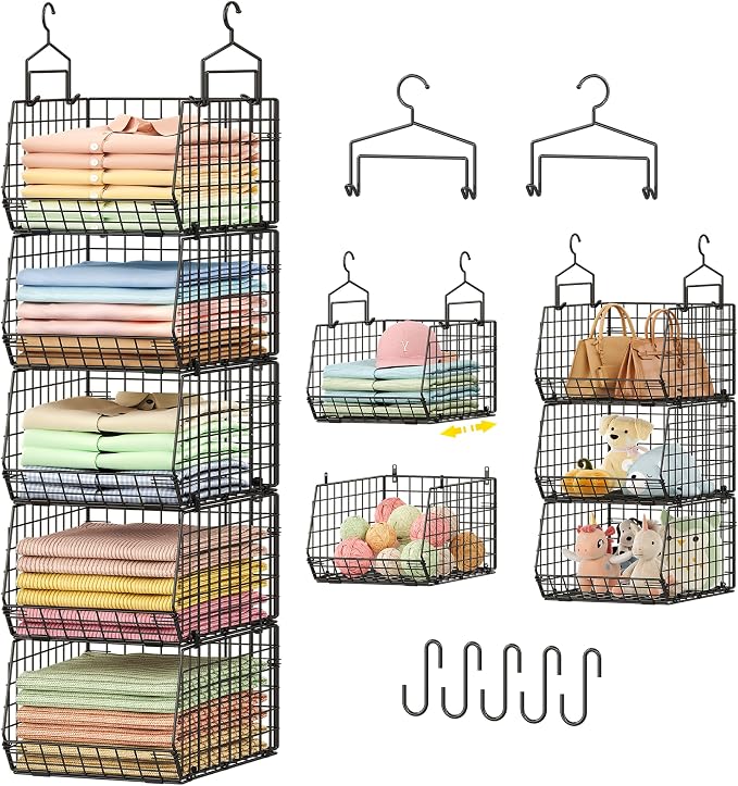 Capacity Upgrade Edition Deeper 4'' 5 Tier Foldable Hanging Closet Organizer by X-cosrack