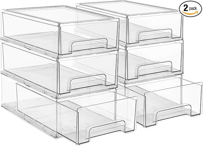 Sorbus Medium Clear Storage Drawers – Stackable Organizer Drawers by Sorbus