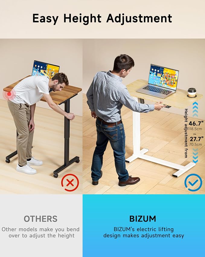 BIZUM Small Electric Standing Desk Bedside Table - Image 6