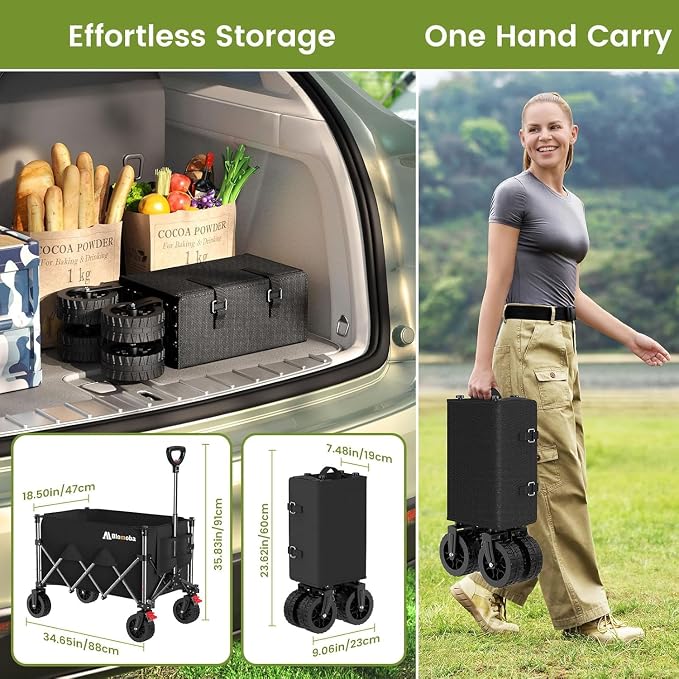 Blomoba Collapsible Wagon Cart, 150L Foldable Wagon - Image 3