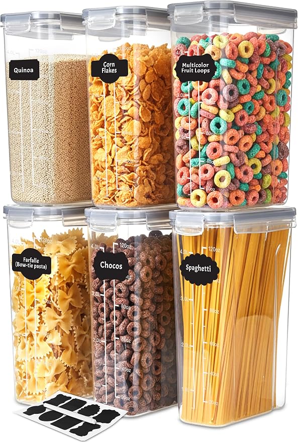 Utopia Kitchen Cereal Containers Storage Set – 6 Pack 4L Airtight Food Storage by UTOPIAKITCHEN