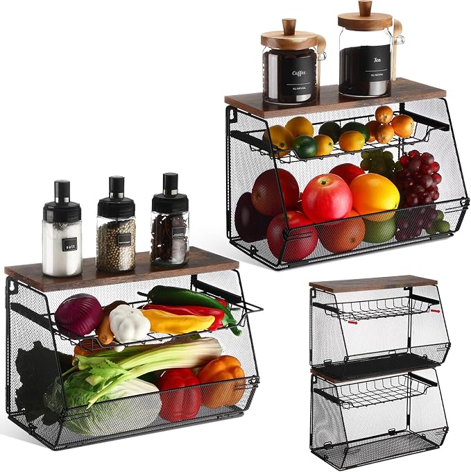 Teenyyou 2 Pcs Stackable Mesh Fruit Basket - Image 2