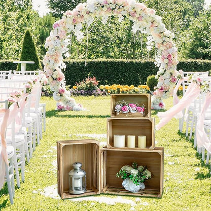 Set of 4 Large Torched Wood Decorative Storage Crates, Nesting Wooden Crates - Image 6