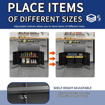 Metal Tool Cabinet, Garage Storage Cabinet System, Wall Cabinet & Locking - Image 7