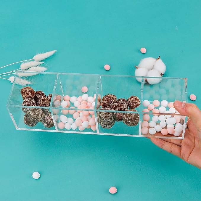 dedoot Acrylic Drawer Organizer 4-Section Clear Plastic Makeup Organizer - Image 5